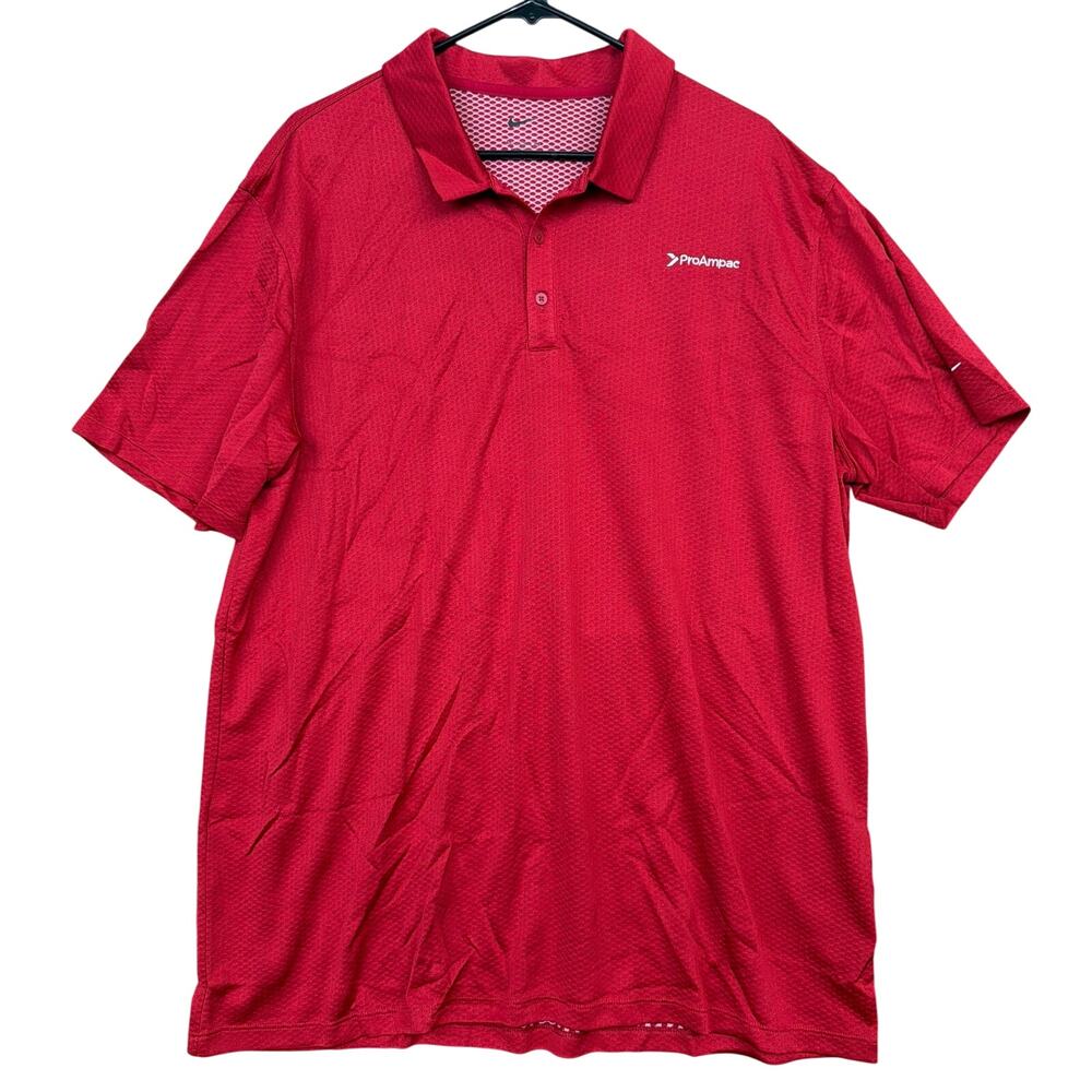Nike Mens Polo Red Scale Texture Pattern Collared Short Sleeve Polyester XXL